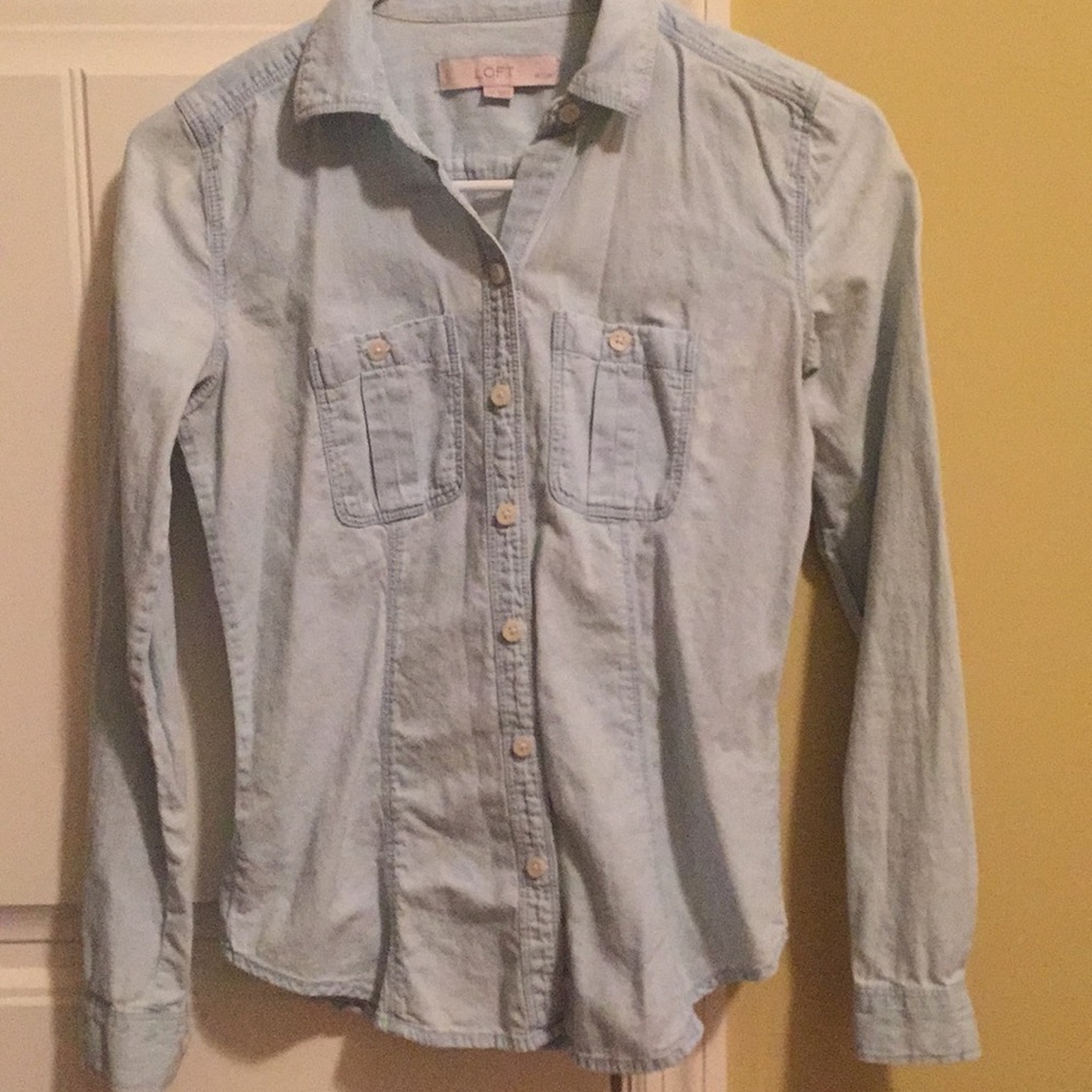 LOFT Chambray Botton-up, XXS Petite